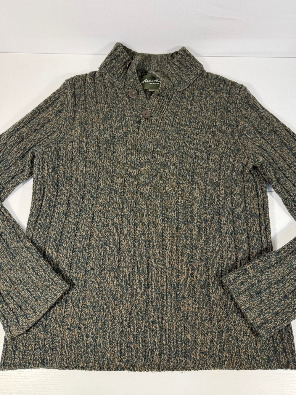Eddie Bauer Lambswool Marled Shawl Collar Pullover Sweater M
